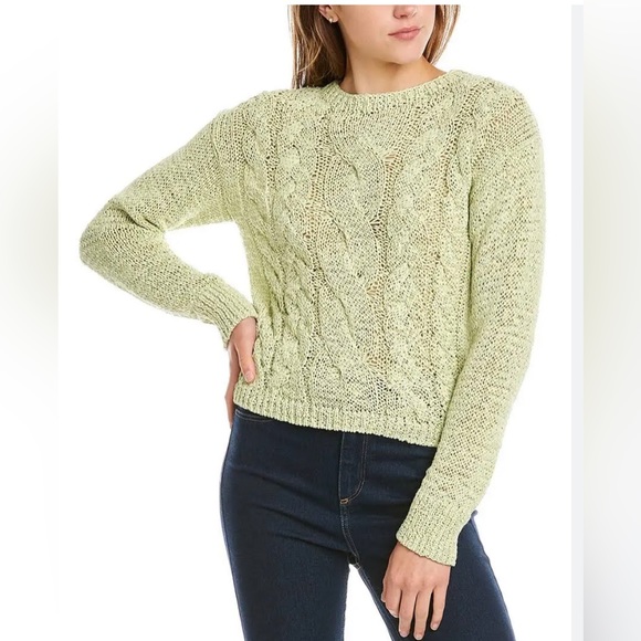 Vince Textured Cable Crew Neck Sweater Womens XS Pull Over Green EUC - Picture 1 of 11
